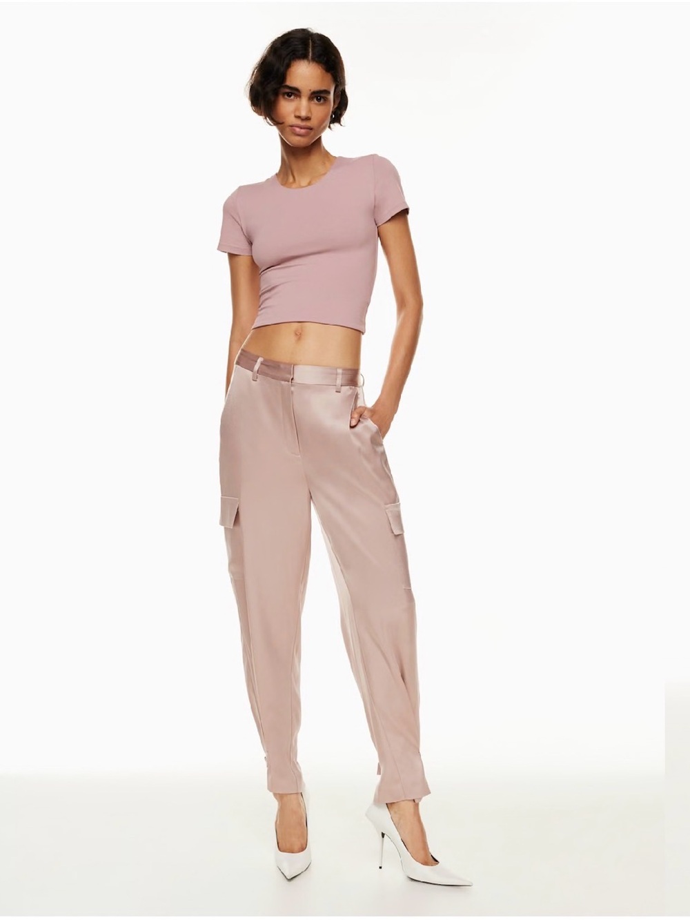 Babaton Aritzia Refined Satin Cargo Pants in Dusty Rose (Size 12)